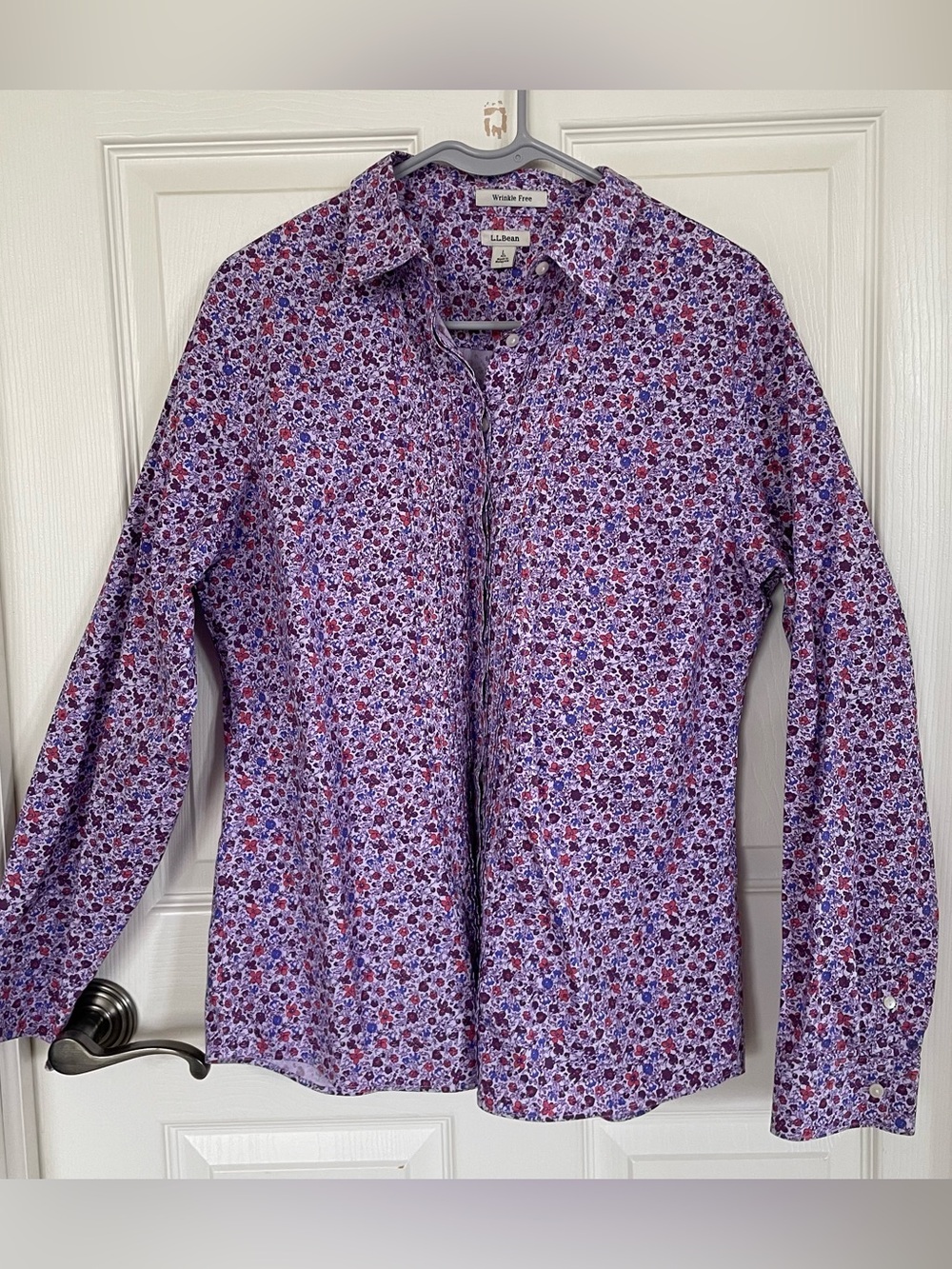 L.L. Bean Purple Floral Button-Down Shirt
